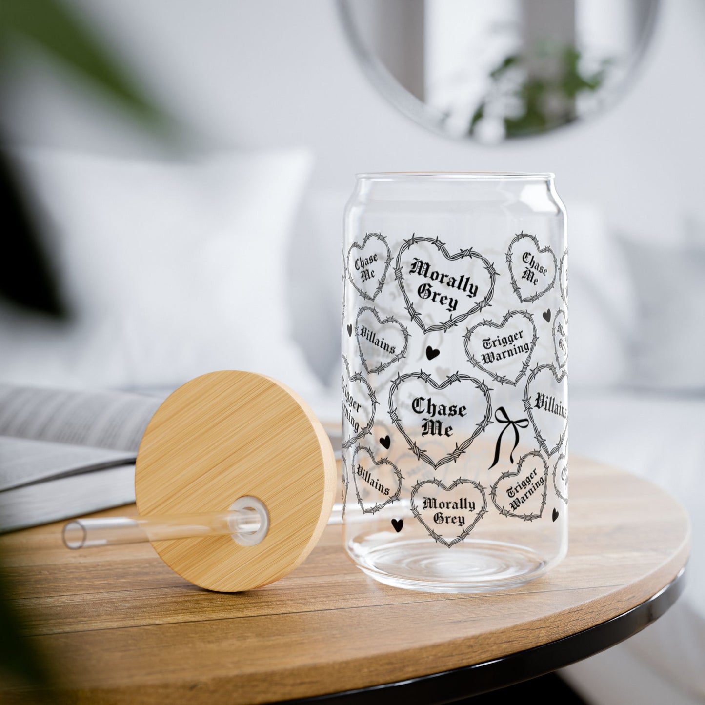 Dark Romance Valentine Heart (black) Sipper Glass