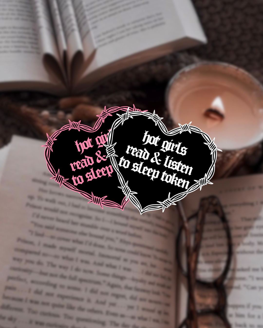 Barbwire Hot Girls Read Sleep Token Heart Sticker
