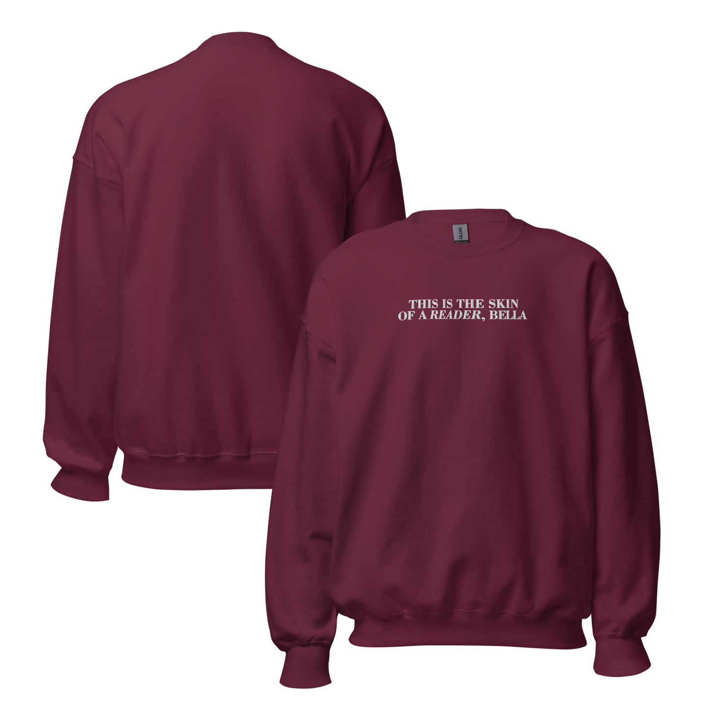 Skin Of A Reader, Bella Embroidered Sweatshirt