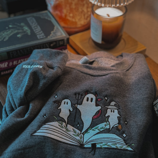 Embroidered Literary Ghosts Crewneck