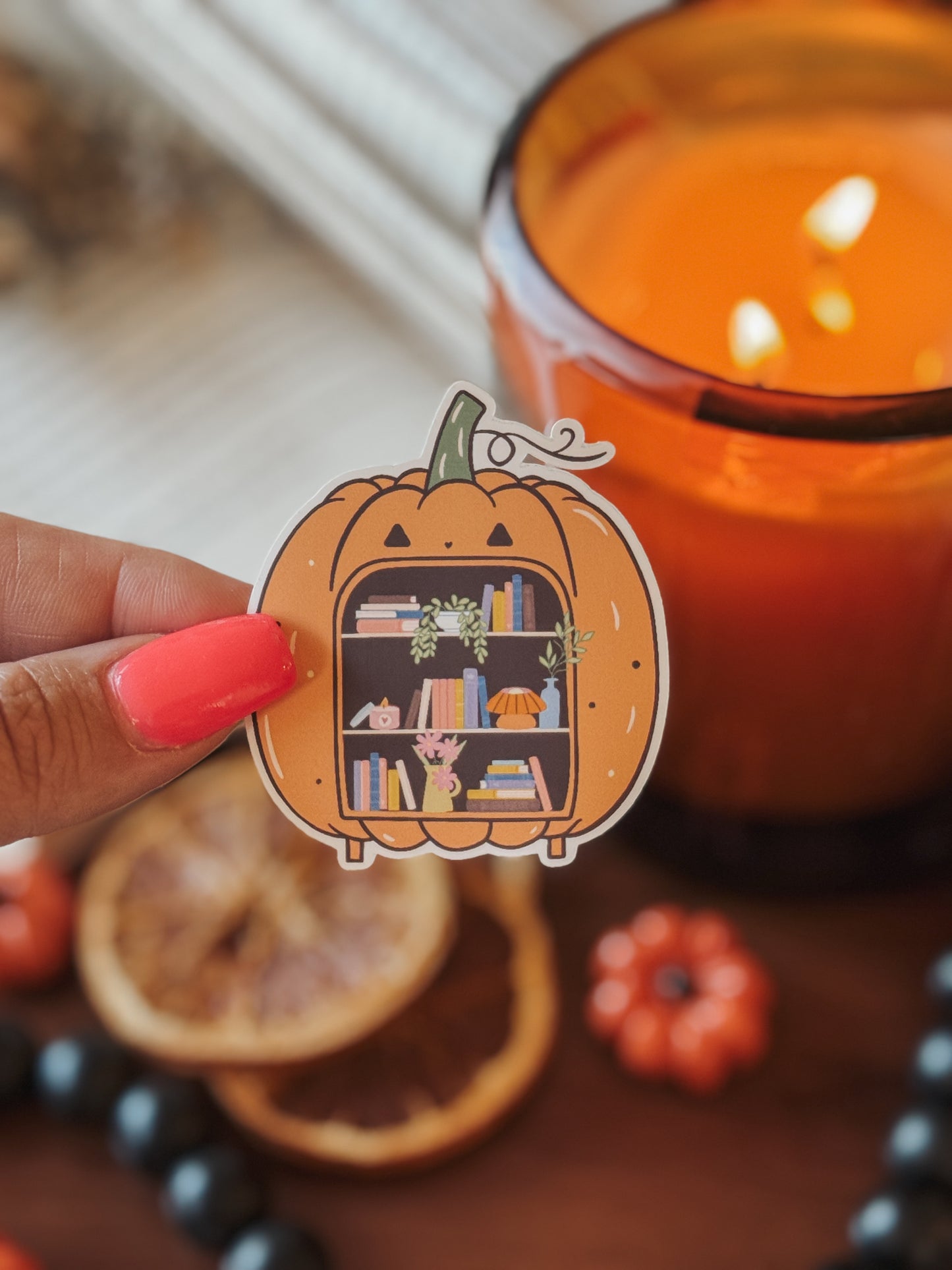 Pumpkin Bookshelf Sticker