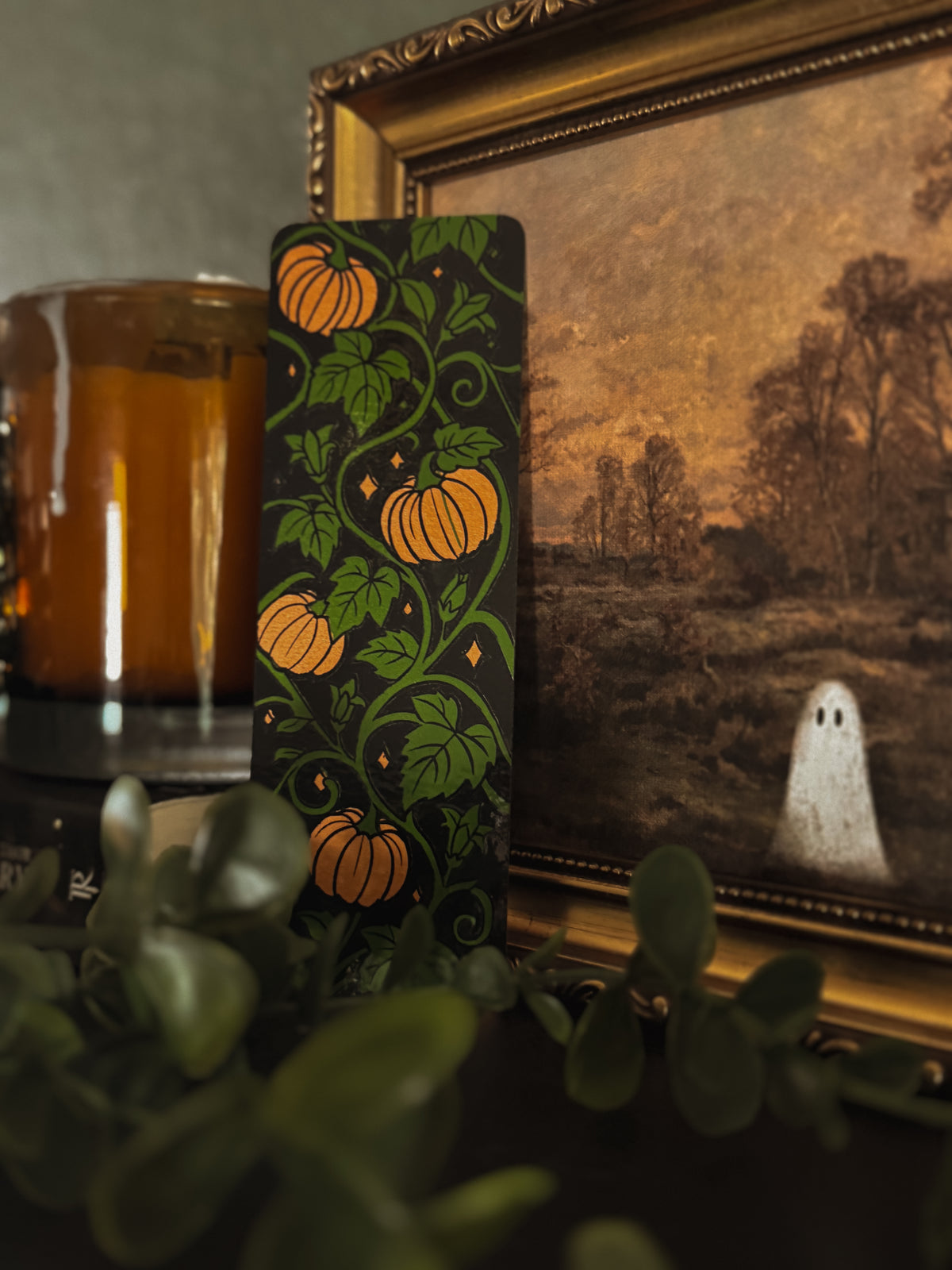 Doodle Pumpkin Vines Foil Bookmark