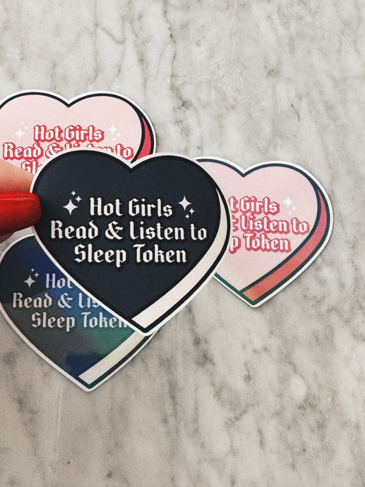 Hot Girls Read Sleep Token Heart Sticker