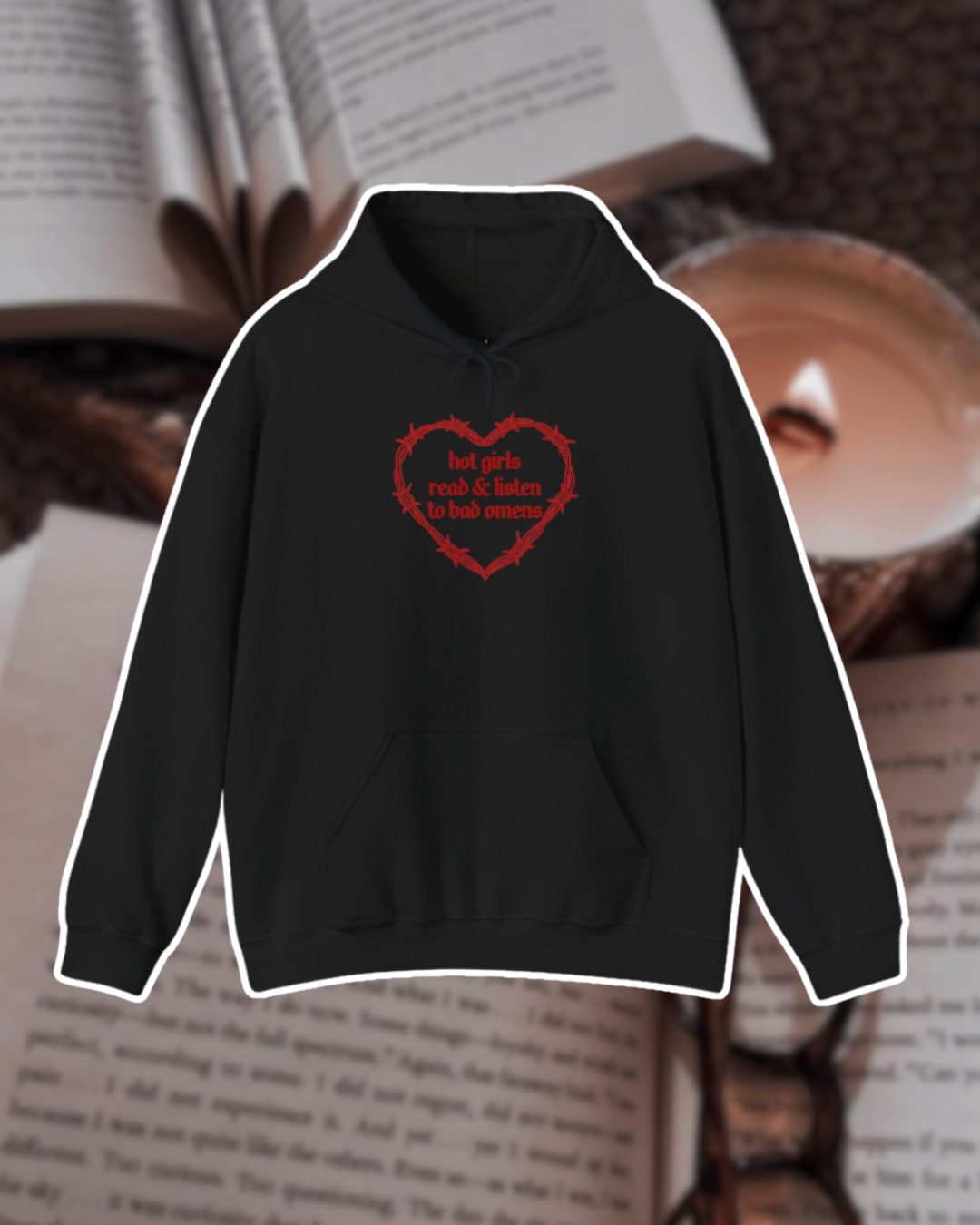 Hot Girls Read & Listen To Omens Hoodie (RED)
