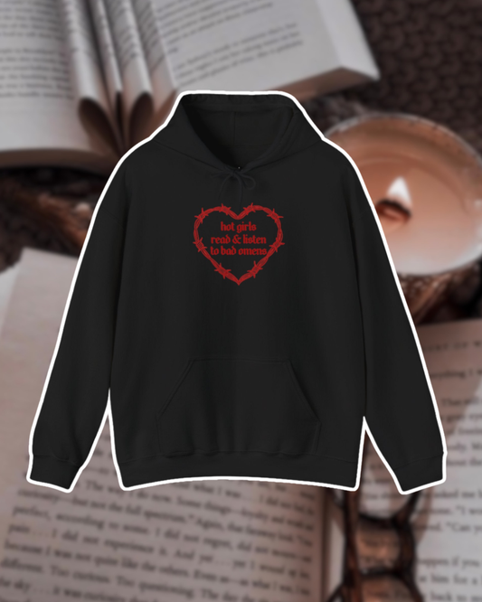 Hot Girls Read & Listen To Omens Hoodie (RED)