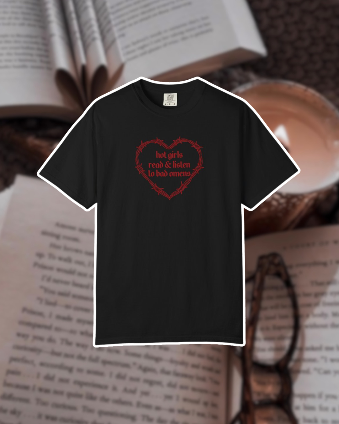 Hot Girls Read & Listen To Omens Tee (RED)