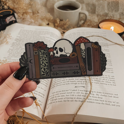 Cozy Dark Academia Bookshelf Sticker (Kindle Width)