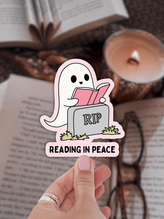 Reading In Peace Ghost Sticker