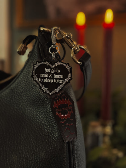 Girl Dinner Vampire Enamel Keychain