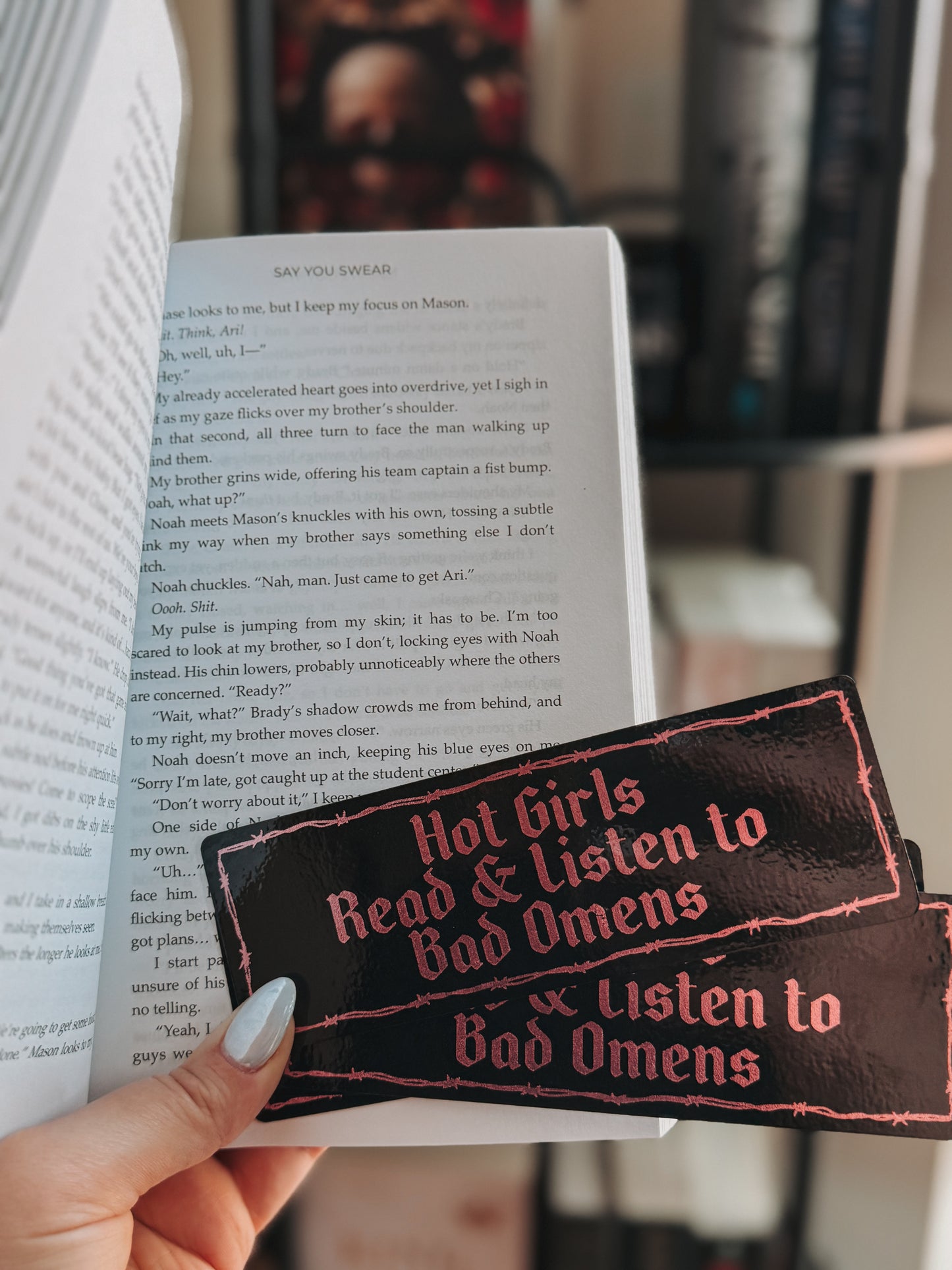 LIMITED EDITION PINK - Hot Girls Read Bad Omens Foil Bookmark