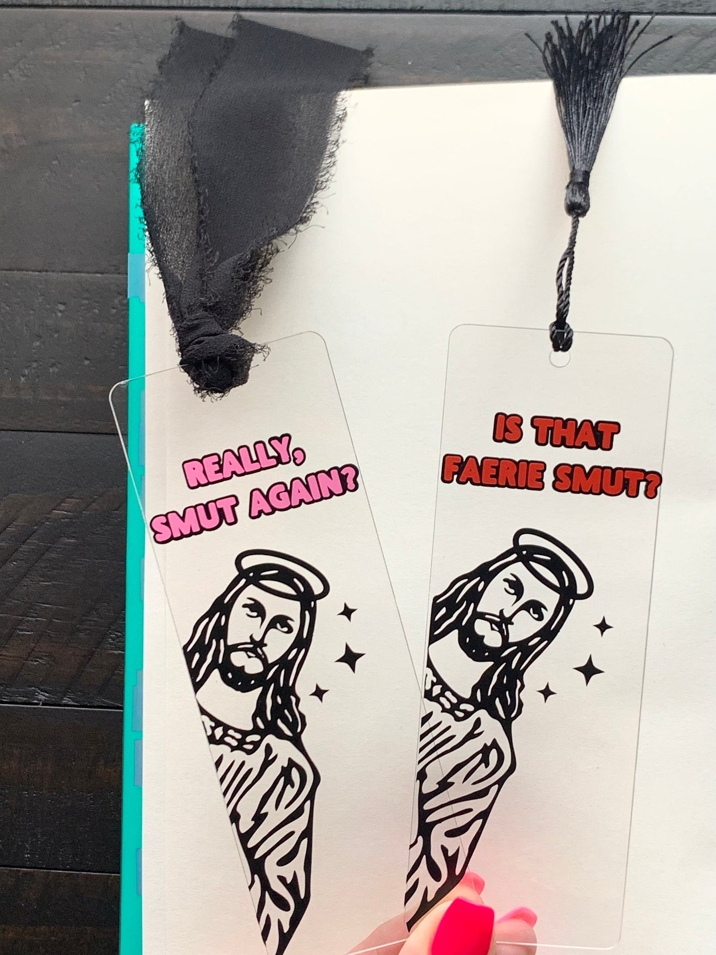 Peeking Jesus Is That Faerie Smut Acrylic Bookmark